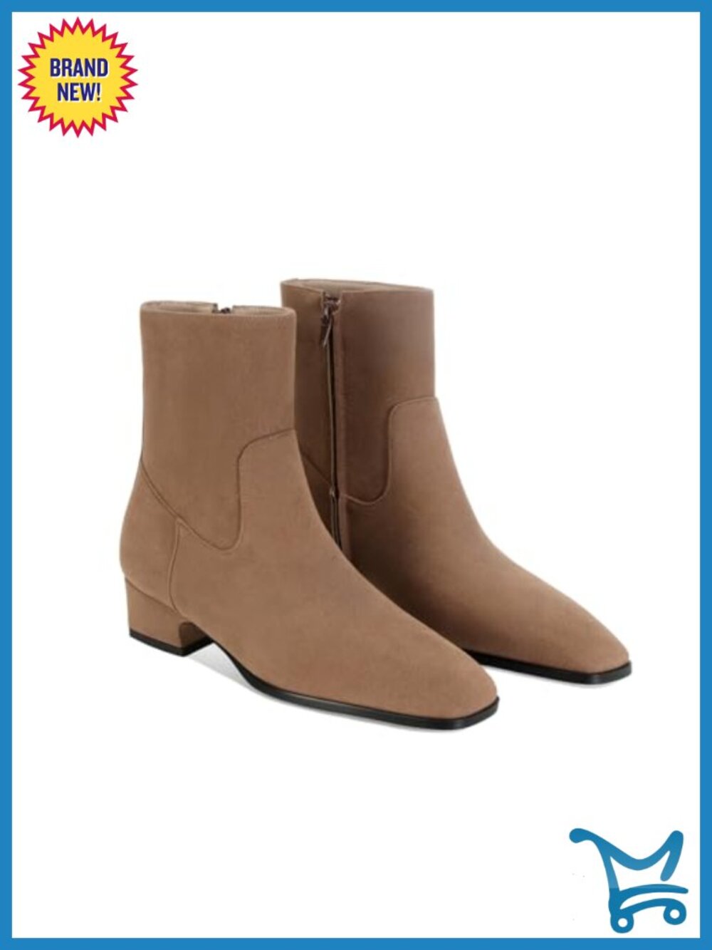 Women's Ankle Boots Square Toe Low Chunky Block Heel Comfortable Short Boots